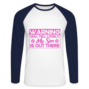Football Mama Son Mother Cadeau - T-shirt baseball manches longues Homme - blanc/marine - Devant - Nik (191cm)