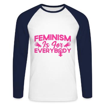 Droits des femmes Autonomisation féministe - T-shirt baseball manches longues Homme - blanc/marine - Devant - Nik (191cm)