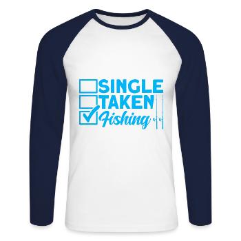 Single Fishing Fishing Gift - Unisex Long Sleeve Baseball T-Shirt - white/navy - Front - Nik (191cm)