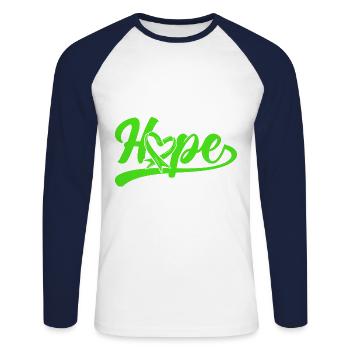Sensibilisation à la santé mentale Grüne Schlei - T-shirt baseball manches longues Homme - blanc/marine - Devant - Nik (191cm)