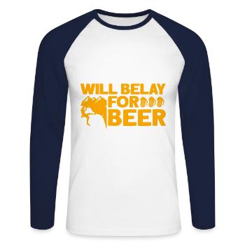 Sécurisé pour le cadeau d’escalade de la bière - T-shirt baseball manches longues Homme - blanc/marine - Devant - Nik (191cm)