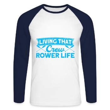 Rowing Team Rower Rower Gift - Unisex Long Sleeve Baseball T-Shirt - white/navy - Front - Nik (191cm)