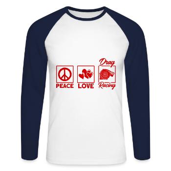 Cadeau de course de voitures de course de dragsters - T-shirt baseball manches longues Homme - blanc/marine - Devant - Nik (191cm)