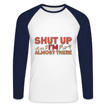 Half Marathon Running Jogging Gift - Unisex Long Sleeve Baseball T-Shirt - white/navy - Front - Nik (191cm)