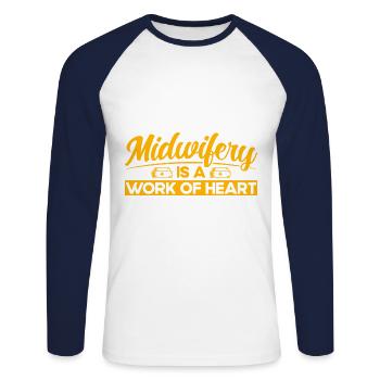 Obstetrician Obstetrician Doula Gift - Unisex Long Sleeve Baseball T-Shirt - white/navy - Front - Nik (191cm)