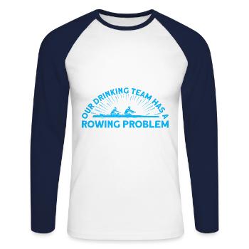 Rameurs Aviron Équipe Aviron Cadeau - T-shirt baseball manches longues Homme - blanc/marine - Devant - Nik (191cm)