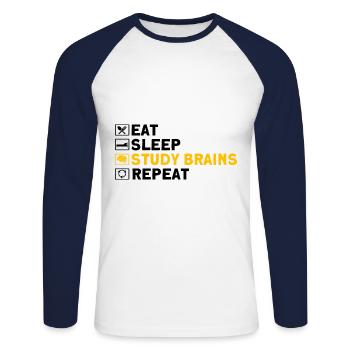 Neurobiologie Neuroscientifique Cadeau - T-shirt baseball manches longues Homme - blanc/marine - Devant - Nik (191cm)