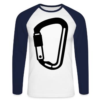 Mousquetons d’équipement d’escalade - T-shirt baseball manches longues Homme - blanc/marine - Devant - Nik (191cm)