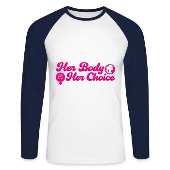 Droits des femmes Égalité des droits - T-shirt baseball manches longues Homme - blanc/marine - Devant - Nik (191cm)