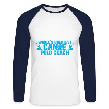 Canoë-polo Équipe de canoë-polo Cadeau de canoë - T-shirt baseball manches longues Homme - blanc/marine - Devant - Nik (191cm)