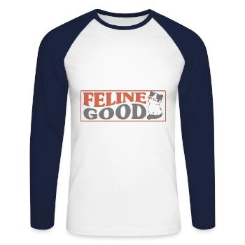 Katzenmama Katzeneltern Katzen Liebhaber Geschenk - Unisex Baseballshirt langarm - Weiß/Navy - Vorne - Nik (191cm)