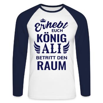 Name Ali Geschenk Geburtstag lustig König Krone - Unisex Baseballshirt langarm - Weiß/Navy - Vorne - Nik (191cm)