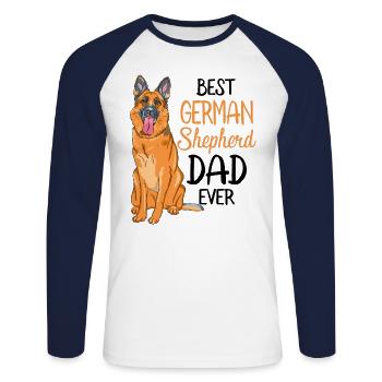 Best German Shepherd Dad Ever - Unisex Long Sleeve Baseball T-Shirt - white/navy - Front - Nik (191cm)