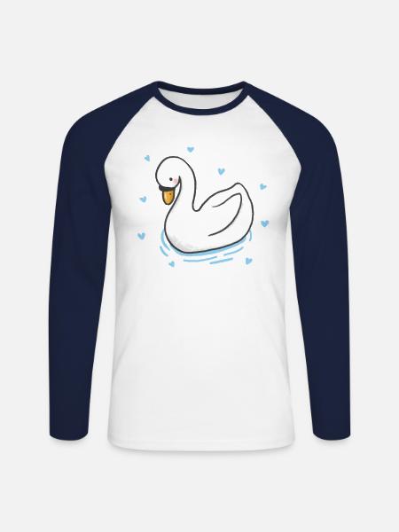 swan - Unisex Long Sleeve Baseball T-Shirt - white/navy