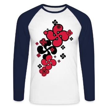 Croix Basque star - T-shirt baseball manches longues Homme - blanc/marine - Devant - Nik (191cm)