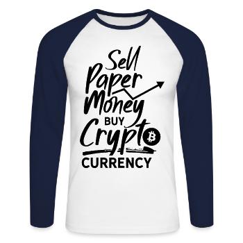 Cryptocurrency Crypto Crypto Trader Cryptocurrency - Unisex Long Sleeve Baseball T-Shirt - white/navy - Front - Nik (191cm)