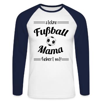 Football maman football maman football mami - T-shirt baseball manches longues Homme - blanc/marine - Devant - Nik (191cm)