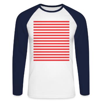 Horizental Streifen schwarz und rot - Unisex Long Sleeve Baseball T-Shirt - white/navy - Front - Nik (191cm)