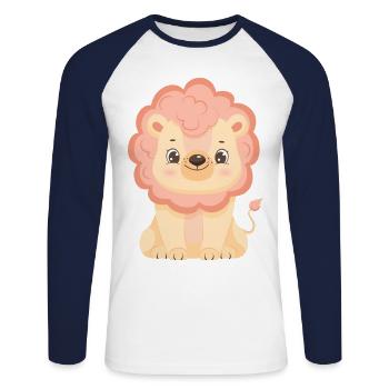 Leo Family Mother Baby T-Shirt - T-shirt baseball manches longues Homme - blanc/marine - Devant - Nik (191cm)