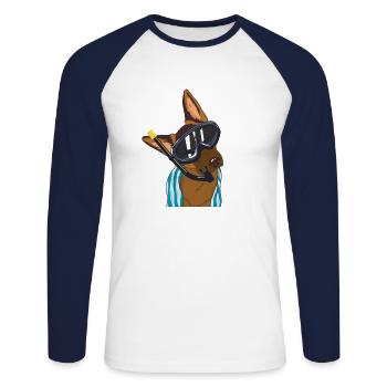 Wachhung goes on holiday - Unisex Long Sleeve Baseball T-Shirt - white/navy - Front - Nik (191cm)