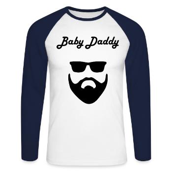 Baby Daddy Beard Sunglasses Cool - Unisex Long Sleeve Baseball T-Shirt - white/navy - Front - Nik (191cm)