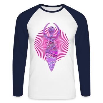 spiralgöttin e 62 - Unisex Baseballshirt langarm - Weiß/Navy - Vorne - Nik (191cm)