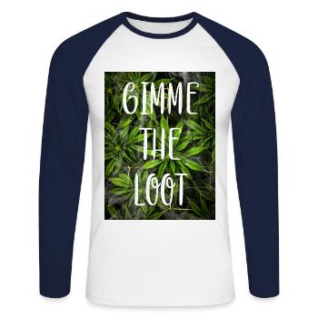 Give me the loot - Weed Love - Unisex Baseballshirt langarm - Weiß/Navy - Vorne - Nik (191cm)