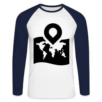 World map icon icon - Unisex Long Sleeve Baseball T-Shirt - white/navy - Front - Nik (191cm)