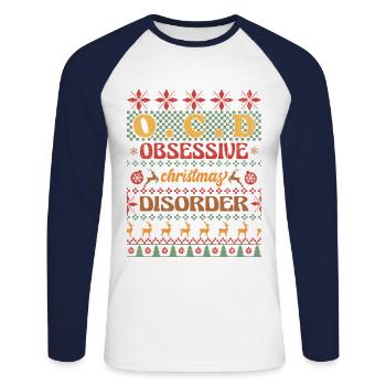 Weihnachten Santa Claus Merry Christmas - Unisex Baseballshirt langarm - Weiß/Navy - Vorne - Nik (191cm)