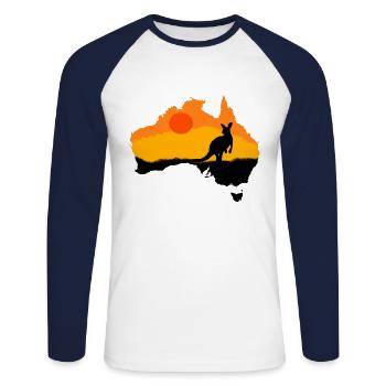 Kangoroo Australien Tiere Tier Wildnis - Unisex Baseballshirt langarm - Weiß/Navy - Vorne - Nik (191cm)