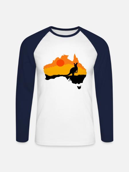 Kangoroo Australia Animali Animali Animali Wildlife - Maglia da baseball a manica lunga da uomo - bianco/navy