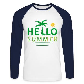 Hallo Sommer - Unisex Baseballshirt langarm - Weiß/Navy - Vorne - Nik (191cm)