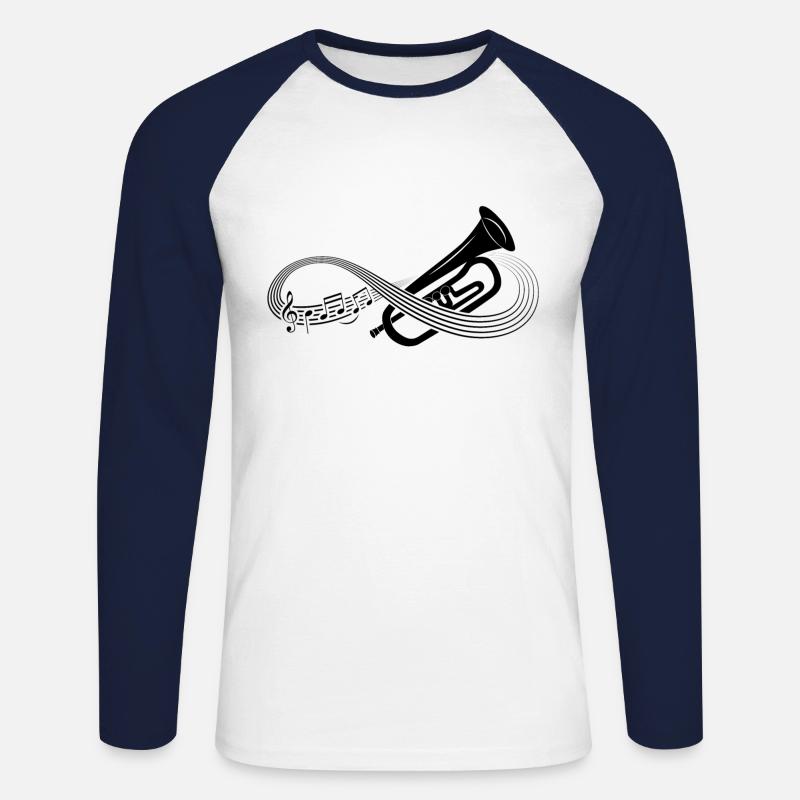 Trompete Infinity Trompeter - Unisex Baseballshirt langarm - Weiß/Navy