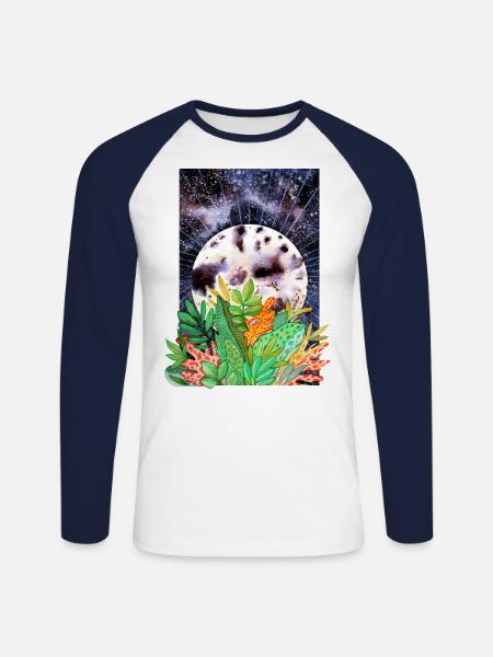 Vollmond - Unisex Baseballshirt langarm - Weiß/Navy