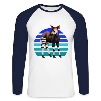Sweet Okapi - Unisex Long Sleeve Baseball T-Shirt - white/navy - Front - Nik (191cm)