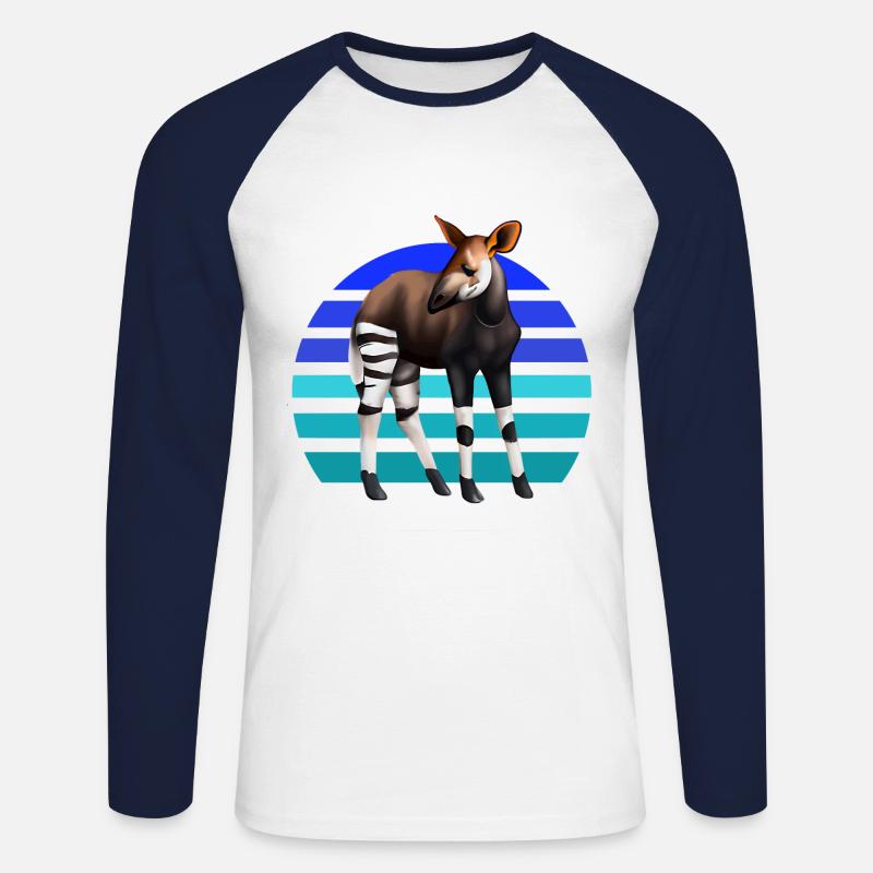 Süßes Okapi - Unisex Baseballshirt langarm - Weiß/Navy