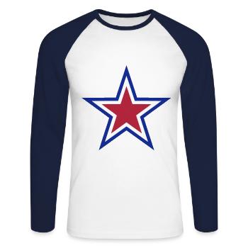 Blue Star Red White - Unisex Long Sleeve Baseball T-Shirt - white/navy - Front - Nik (191cm)