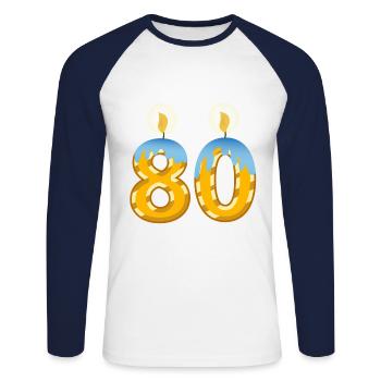 80. Geburtstag Kerzen für die Partei Mann oder Frau - Unisex Baseballshirt langarm - Weiß/Navy - Vorne - Nik (191cm)