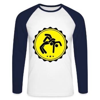 Lutte lutte - T-shirt baseball manches longues Homme - blanc/marine - Devant - Nik (191cm)