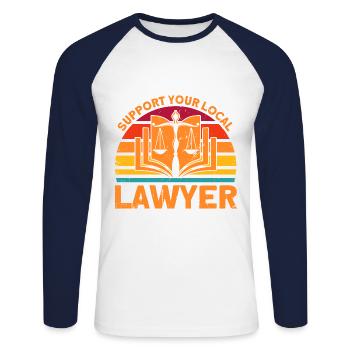 Law Student Faculty of Law Lawyer Ges - Unisex Long Sleeve Baseball T-Shirt - white/navy - Front - Nik (191cm)
