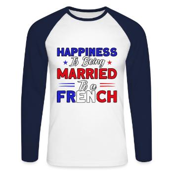 French Flag French Roots Gift - Unisex Long Sleeve Baseball T-Shirt - white/navy - Front - Nik (191cm)