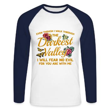 Don de Dieu chrétien Jésus inspirant - T-shirt baseball manches longues Homme - blanc/marine - Devant - Nik (191cm)