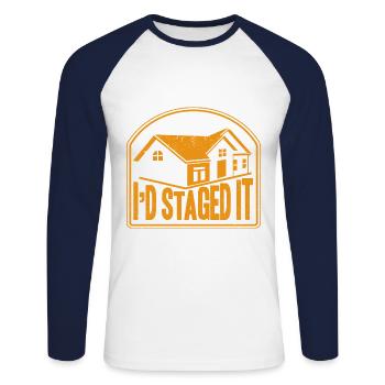 House presentation interior design interior designer Ge - Unisex Long Sleeve Baseball T-Shirt - white/navy - Front - Nik (191cm)