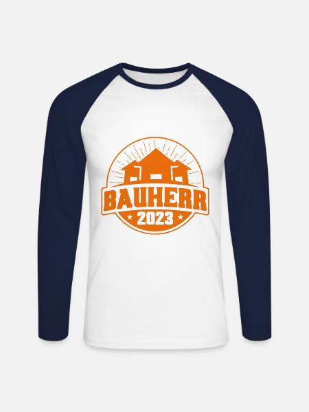 Bauherr 2023 Bauherr Geschenk - Unisex Baseballshirt langarm - Weiß/Navy