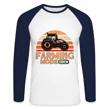 Don d’élevage de bovins à la ferme agricole - T-shirt baseball manches longues Homme - blanc/marine - Devant - Nik (191cm)