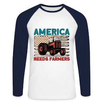 Bauernhof Traktor Landwirtschaft Geschenk - Unisex Baseballshirt langarm - Weiß/Navy - Vorne - Nik (191cm)