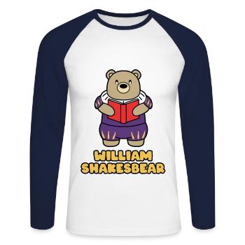 WILLIAM SHAKESBEAR - Unisex Baseballshirt langarm - Weiß/Navy - Vorne - Nik (191cm)