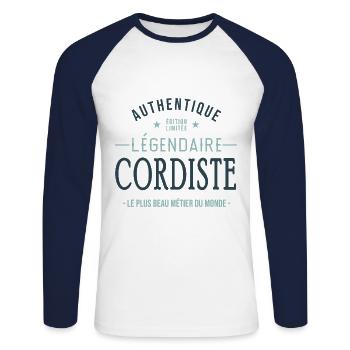 Cordiste légendaire profession métier cordiste - T-shirt baseball manches longues Homme - blanc/marine - Devant - Nik (191cm)