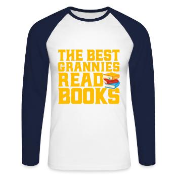 The best grandmothers read books Read book Gesc - Unisex Long Sleeve Baseball T-Shirt - white/navy - Front - Nik (191cm)