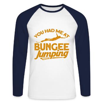 Bungee Jumping Extreme Sports Bungee Jumping Gift - Unisex Long Sleeve Baseball T-Shirt - white/navy - Front - Nik (191cm)